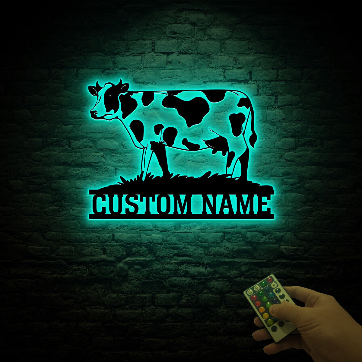 Custom Cow Metal Sign, Farmhouse LED Wall Decor