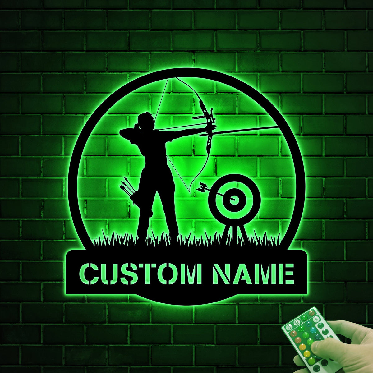 Custom Archery Metal LED Sign, Archer Name Wall Art