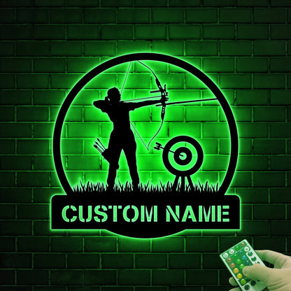 Custom Archery Metal LED Sign, Archer Name Wall Art