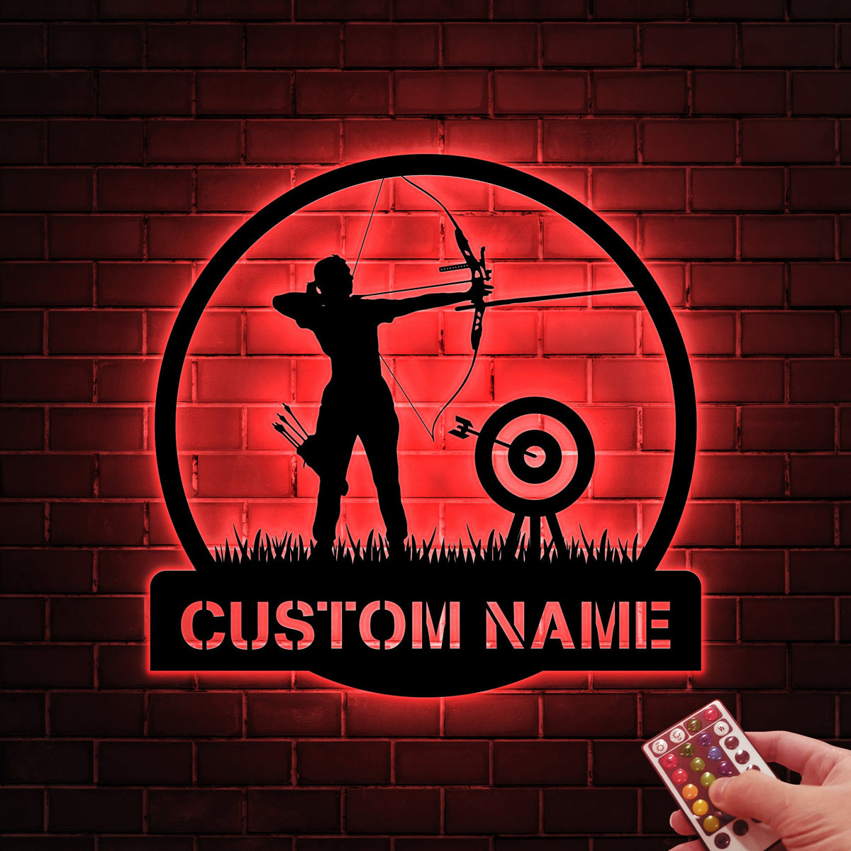 Custom Archery Metal LED Sign, Archer Name Wall Art