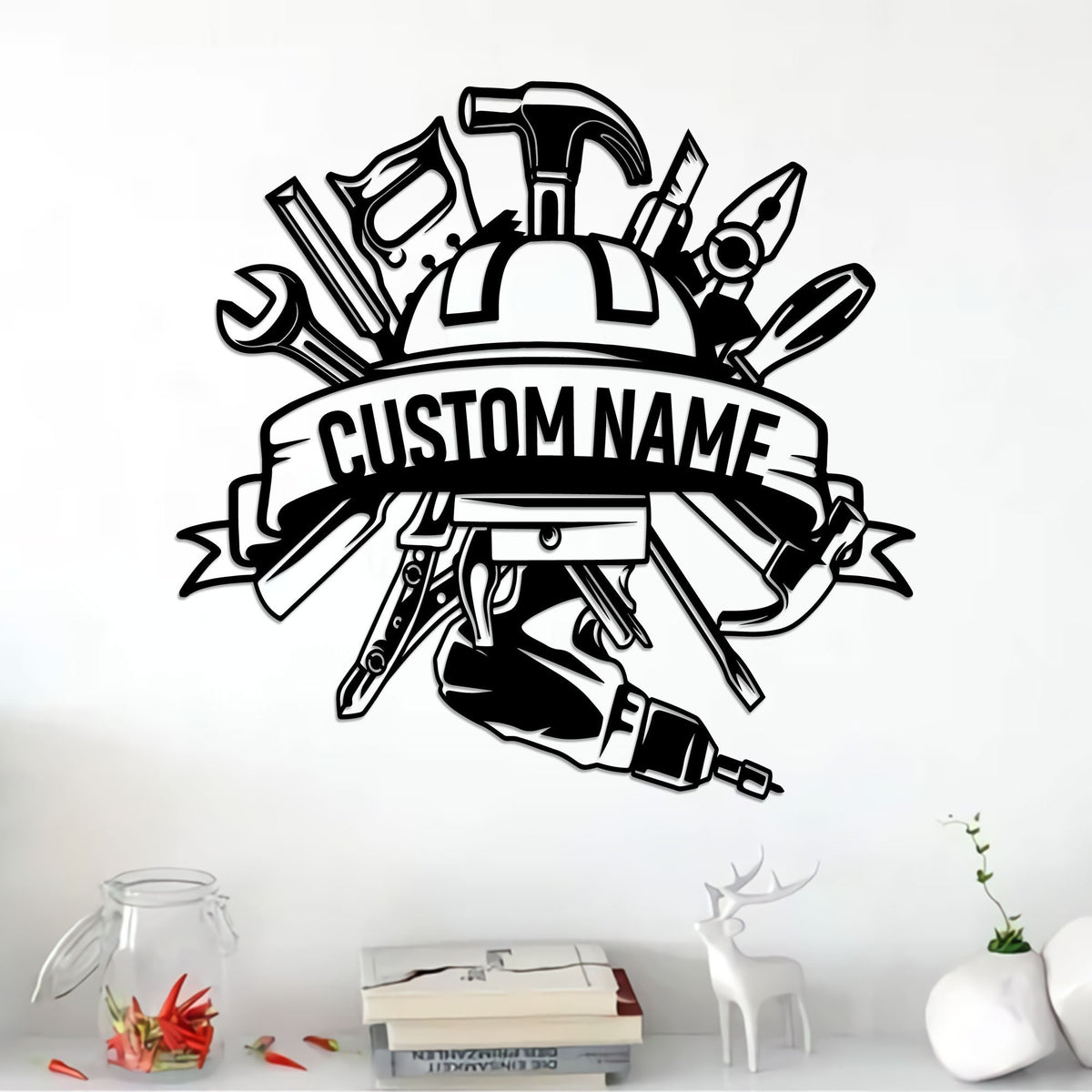 Personalized Metal Workshop Sign with LED Lights, Garage Decor