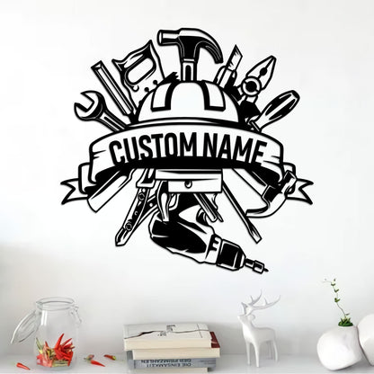 Personalized Metal Workshop Sign with LED Lights, Garage Decor