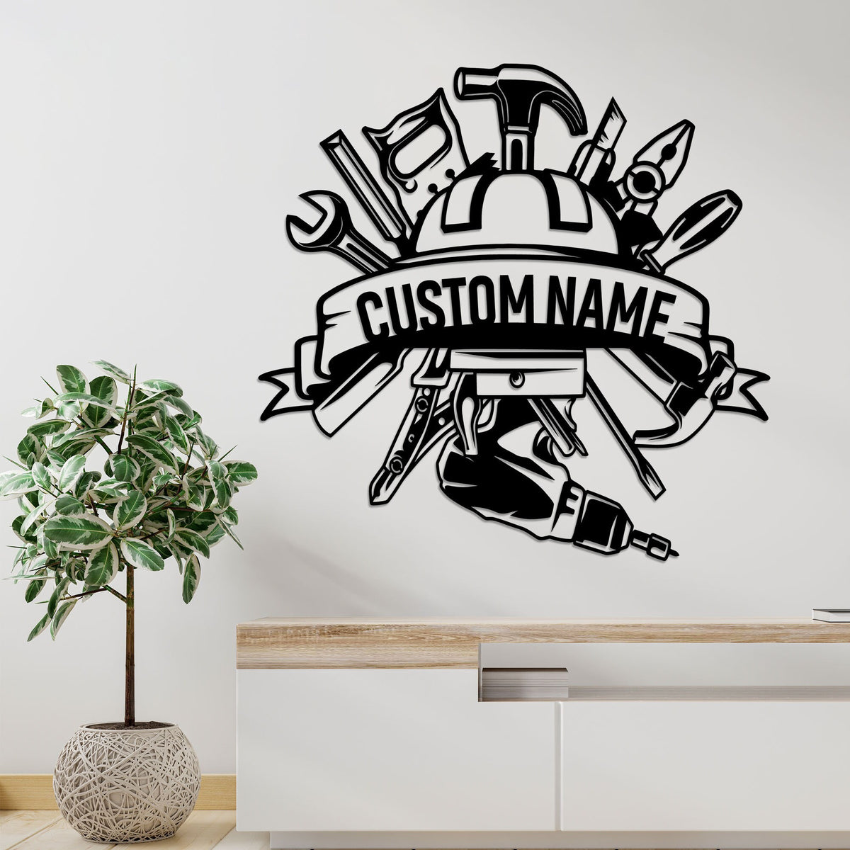 Personalized Metal Workshop Sign with LED Lights, Garage Decor