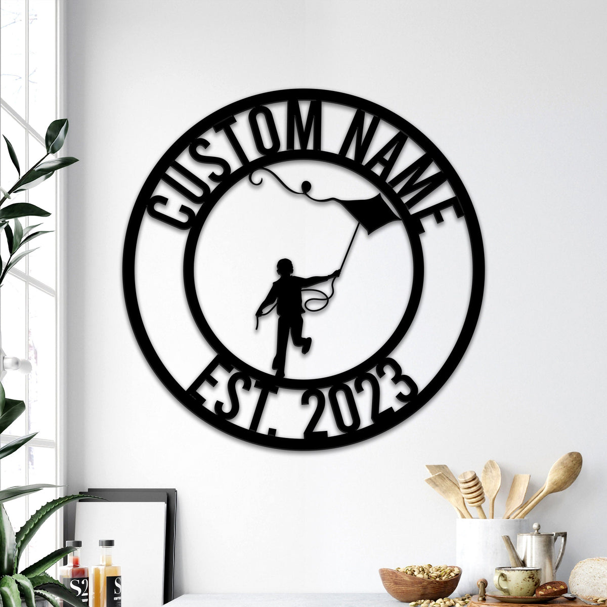 Custom Kite Flying Metal Sign with LED Lights, Game Room Decor
