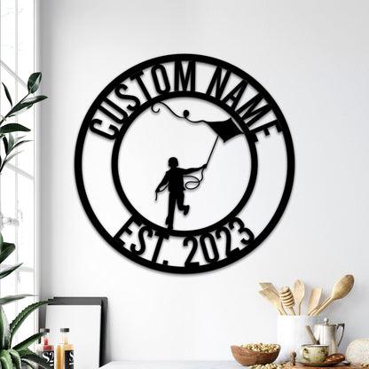 Custom Kite Flying Metal Sign with LED Lights, Game Room Decor