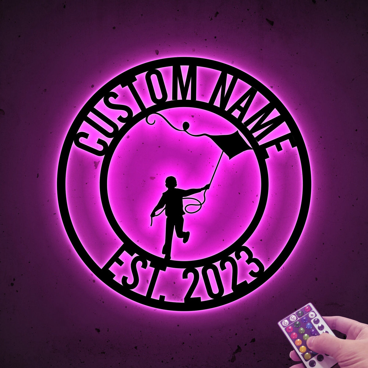 Custom Kite Flying Metal Sign with LED Lights, Game Room Decor