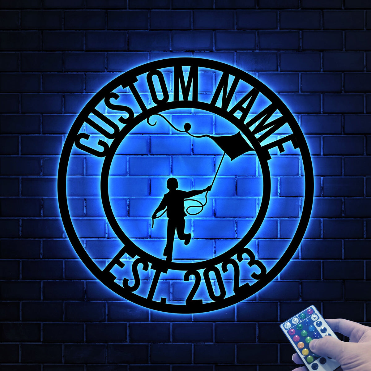 Custom Kite Flying Metal Sign with LED Lights, Game Room Decor