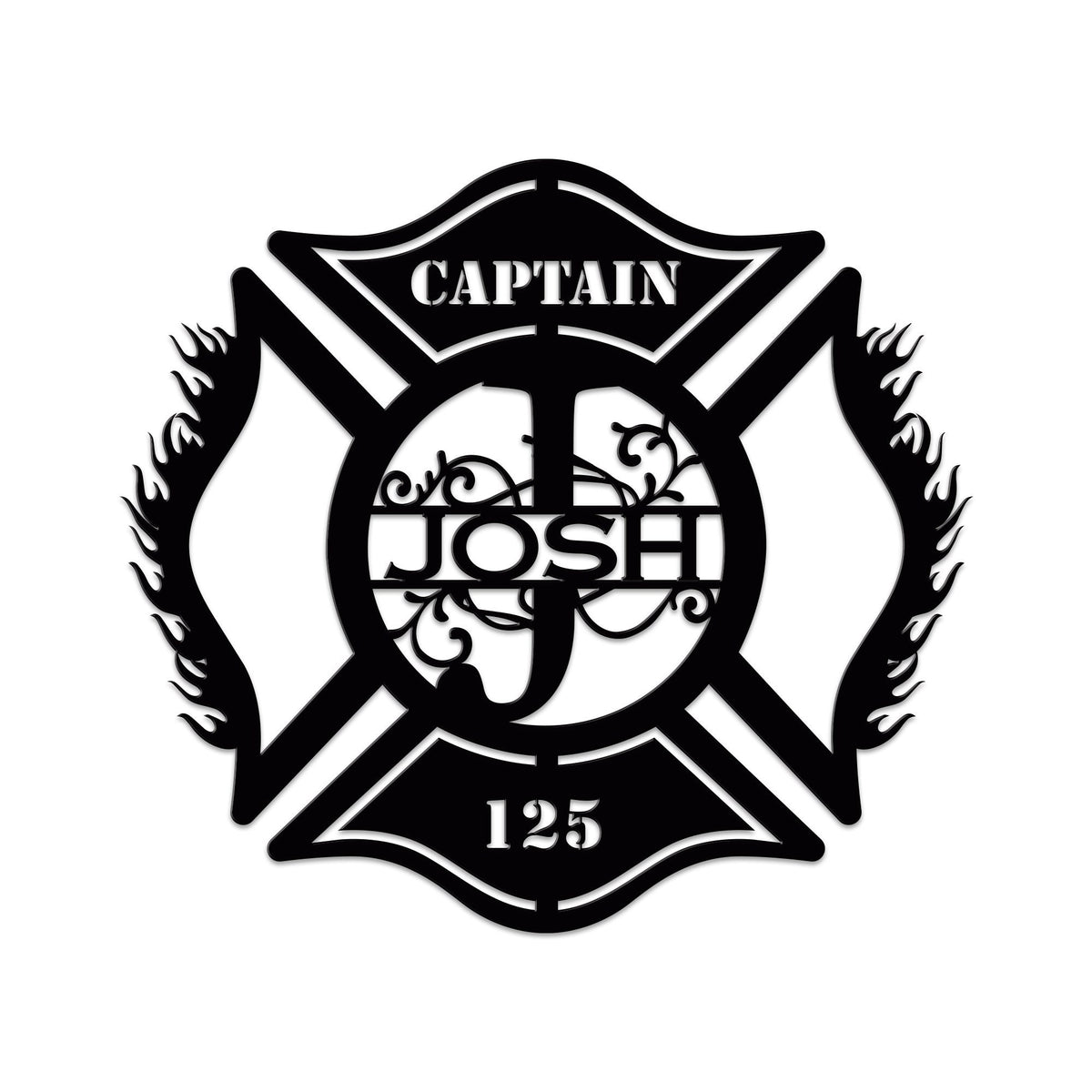 Custom Firefighter Maltese Cross Metal Sign with LED Lights