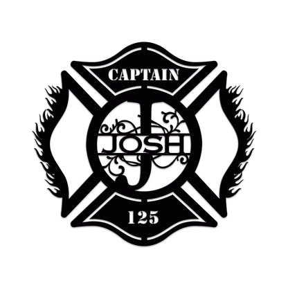 Custom Firefighter Maltese Cross Metal Sign with LED Lights