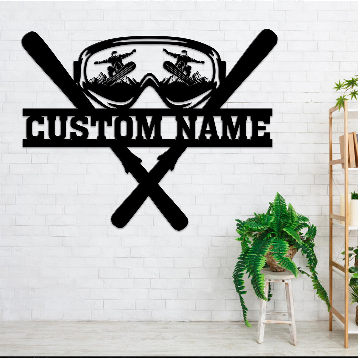 Custom Metal Snowboarding Sign with LED Lights, Winter Sports Wall Art
