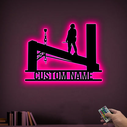 Custom Ironworker Metal Sign Led Lights, Welder Name Sign, Ironworker Home Decor, Welder Wall Hanging Xmas Birthday Gift for Ironworker Dad