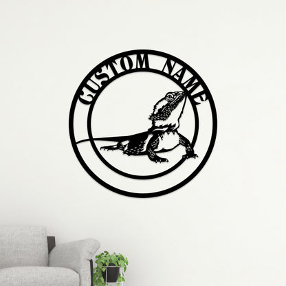Personalized Bearded Dragon Metal Sign with LED Lights