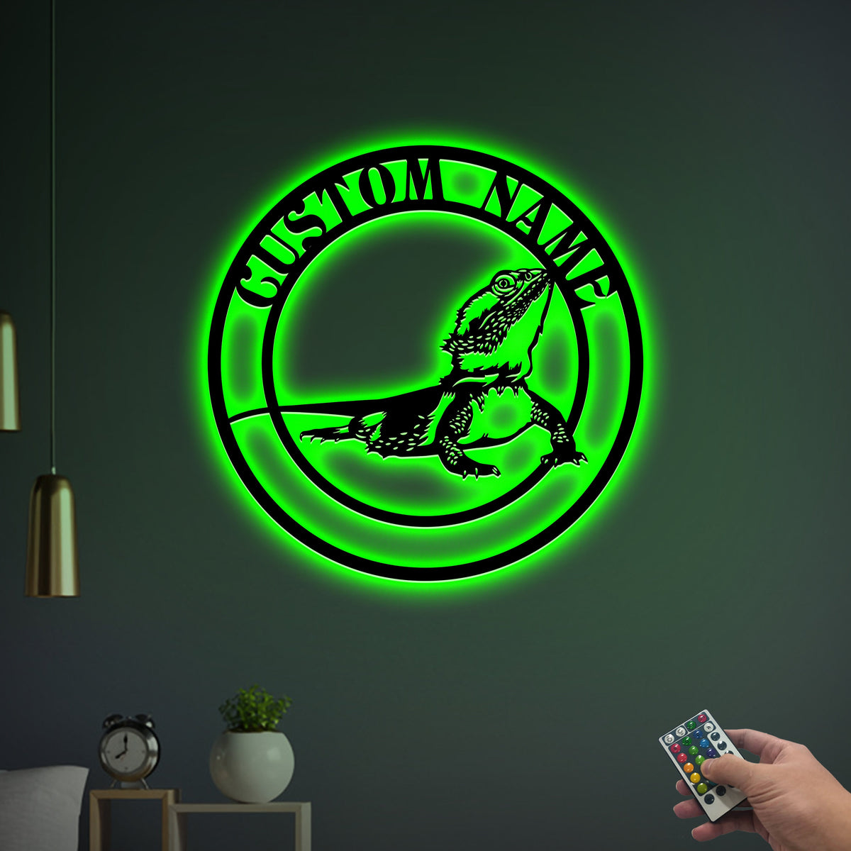 Personalized Bearded Dragon Metal Sign with LED Lights