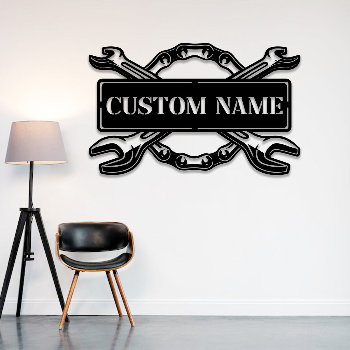 Custom Garage Metal Sign with LED Lights, Personalized Workshop Decor