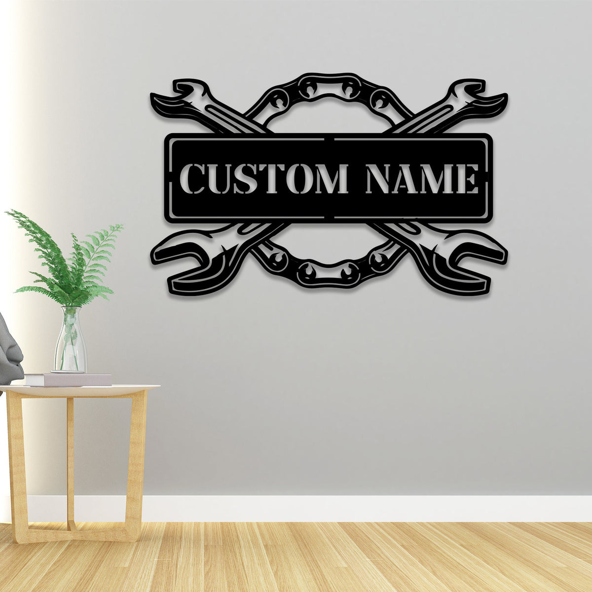 Custom Garage Metal Sign with LED Lights, Personalized Workshop Decor