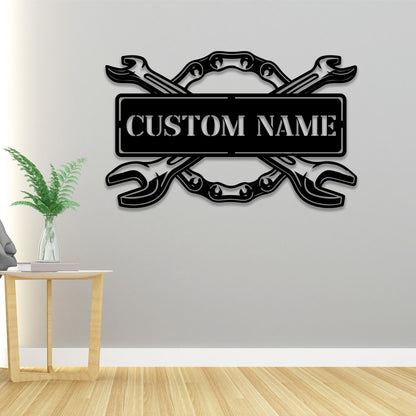 Custom Garage Metal Sign with LED Lights, Personalized Workshop Decor