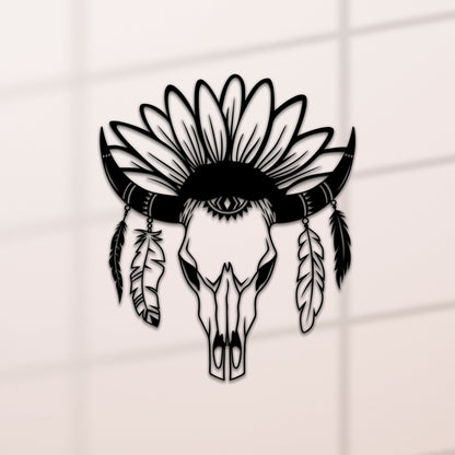 LED Cow Skull Metal Wall Art, Western Boho Decor
