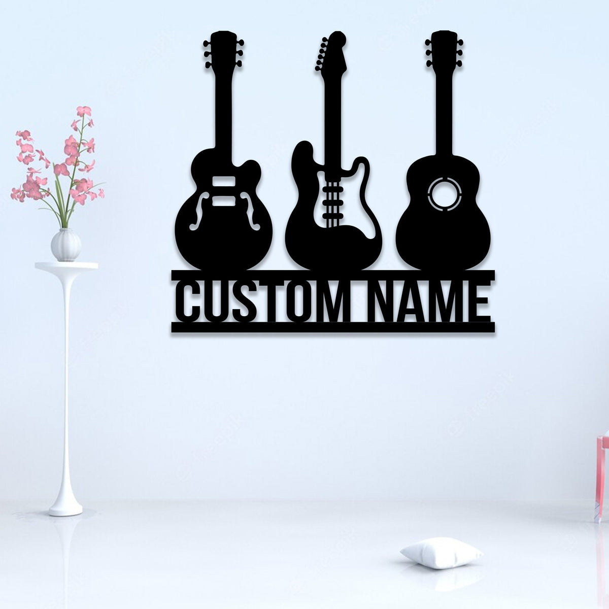 Personalized Guitar Metal Sign with LED Light, Music Room Wall Decor