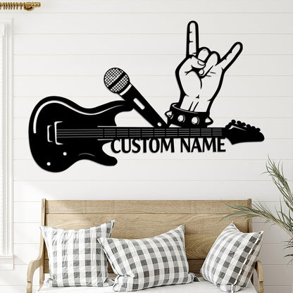 Custom Guitar Metal Sign with LED Lights, Music Room Decor
