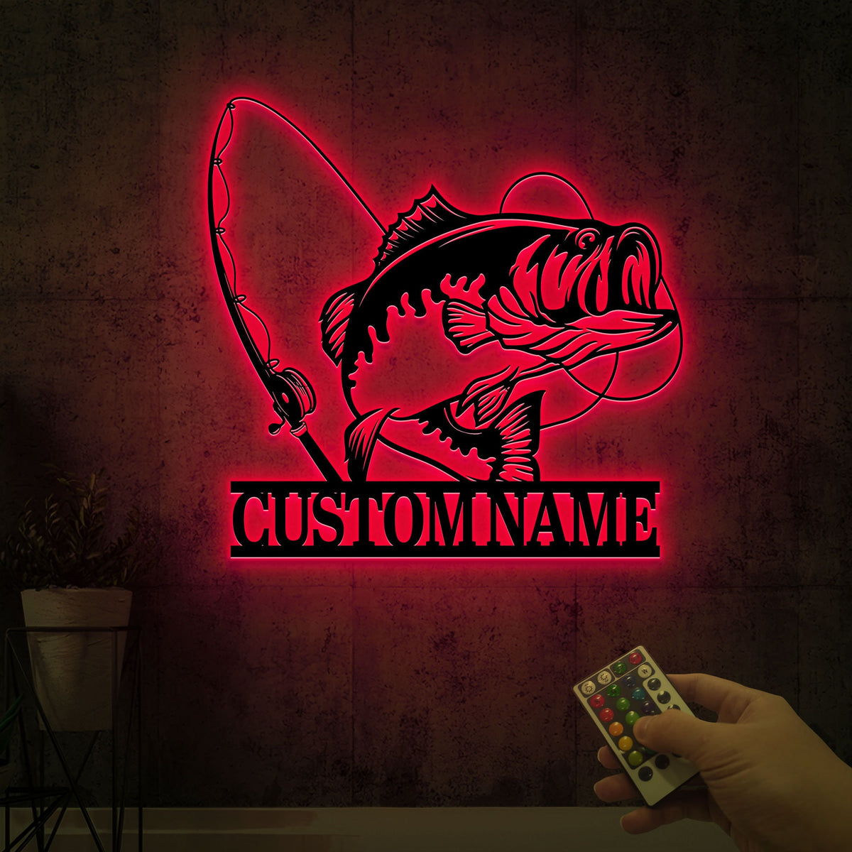 Custom Largemouth Bass Fish Metal Sign Led Lights, Bass Fishing Name Sign, Fish Pole Decor, Lake House Fishing Wall Art, Fishing Dad Gift