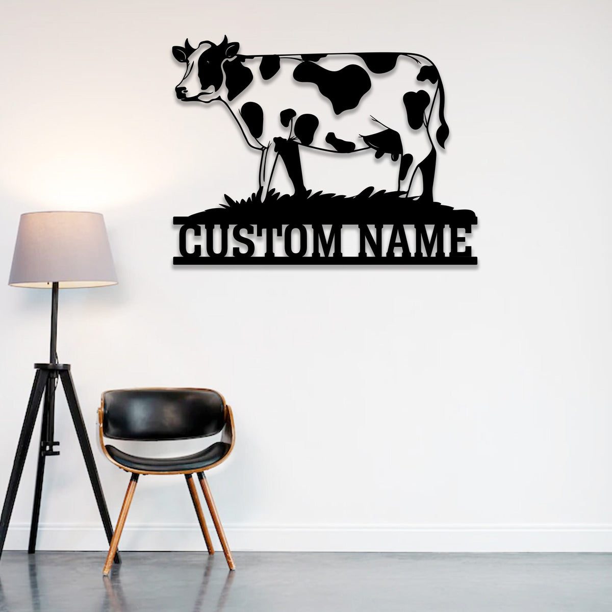 Custom Cow Metal Sign, Farmhouse LED Wall Decor
