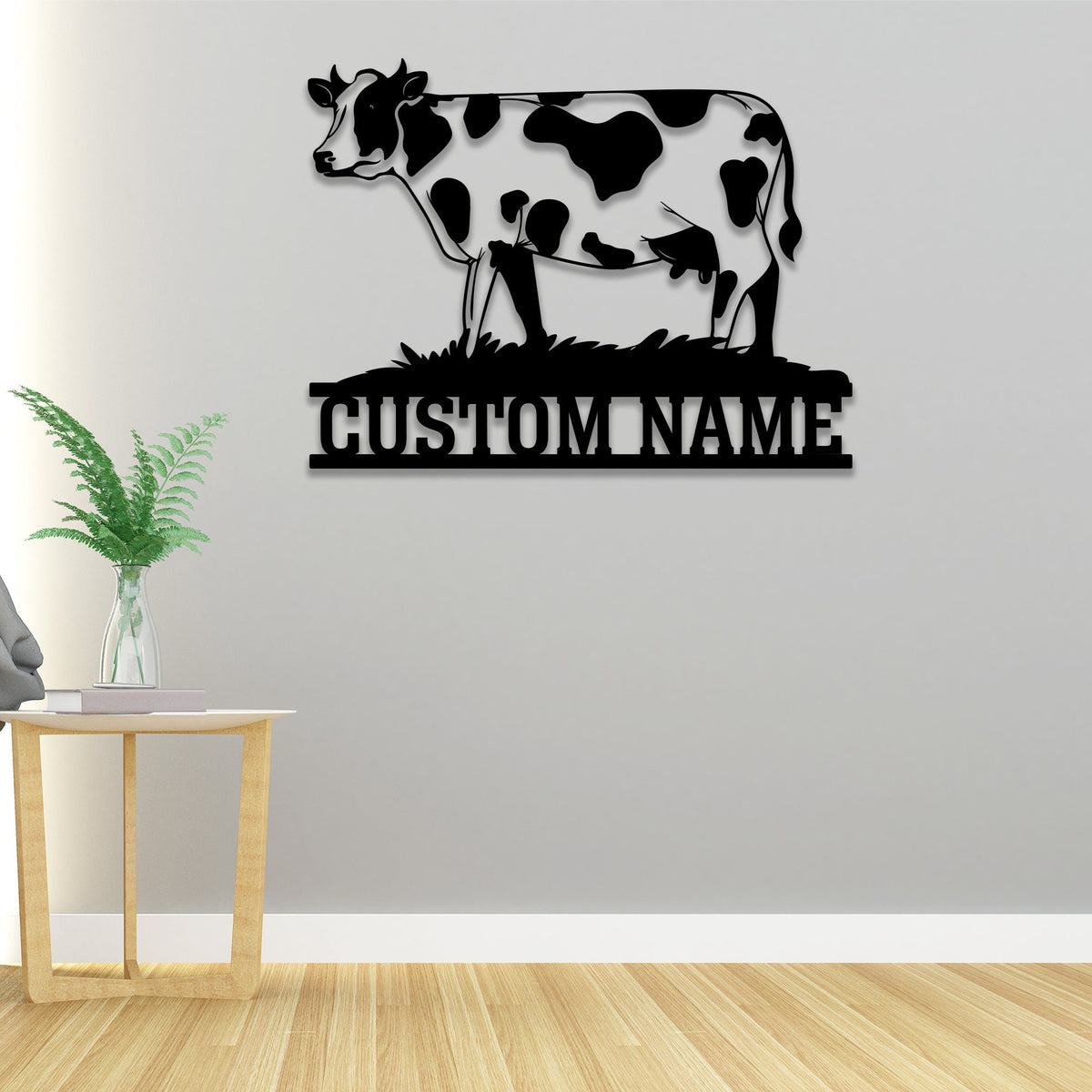 Custom Cow Metal Sign, Farmhouse LED Wall Decor