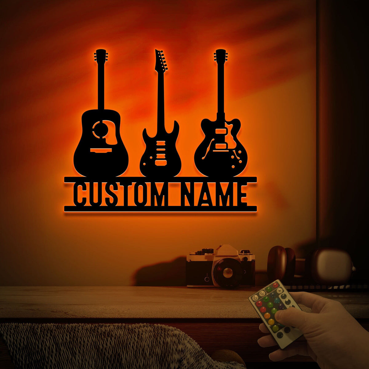 Personalized Guitar Metal Art, LED Music Room Wall Decor