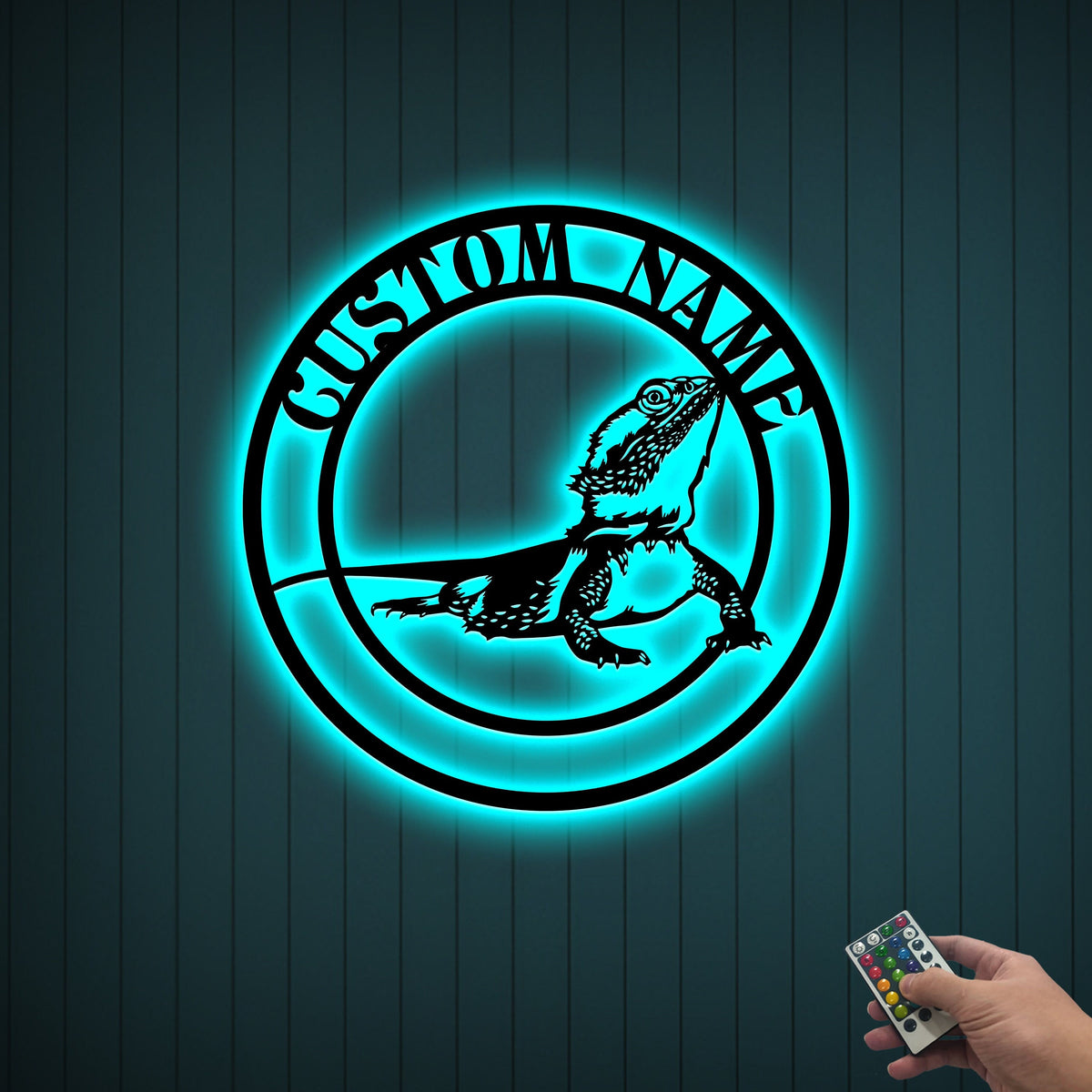 Personalized Bearded Dragon Metal Sign with LED Lights