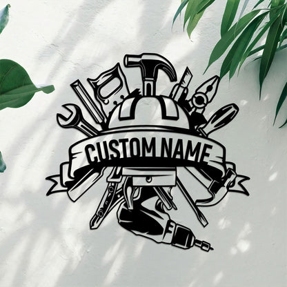 Personalized Metal Workshop Sign with LED Lights, Garage Decor