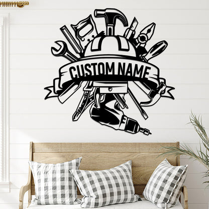 Personalized Metal Workshop Sign with LED Lights, Garage Decor