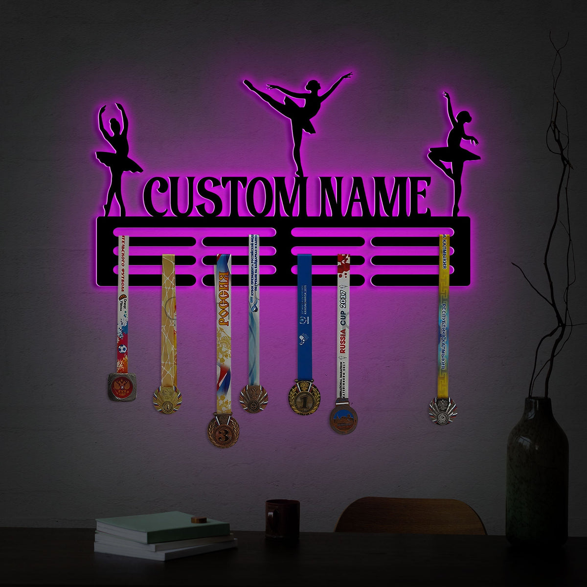 Custom Ballet Medal Hanger with LED Light, Ballerina Award Display