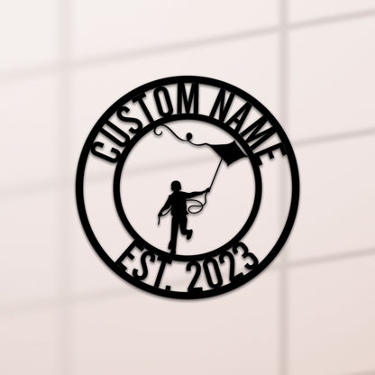 Custom Kite Flying Metal Sign with LED Lights, Game Room Decor