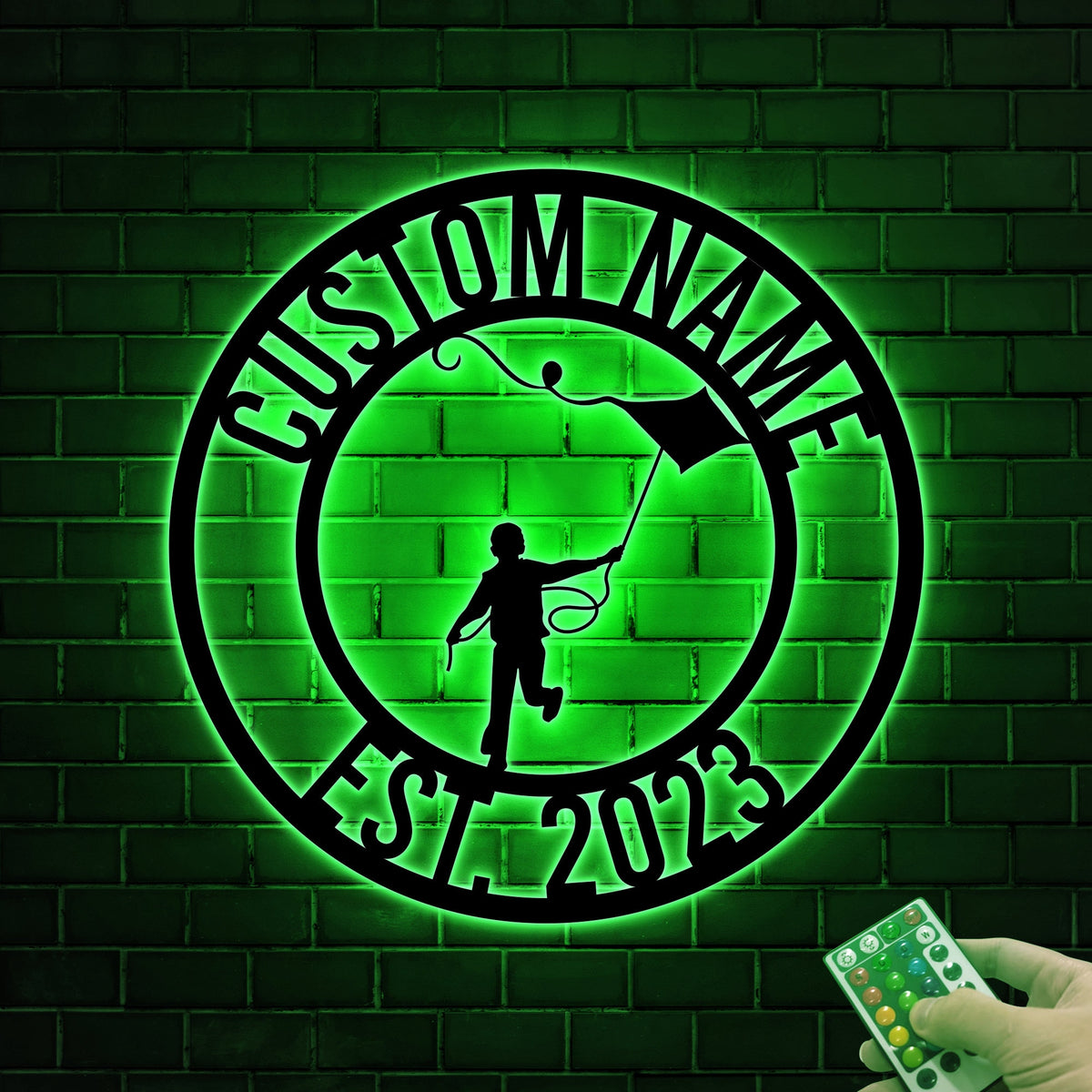 Custom Kite Flying Metal Sign with LED Lights, Game Room Decor