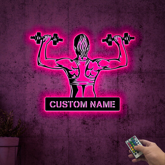 Custom Women's Fitness LED Metal Sign, Gym Decor