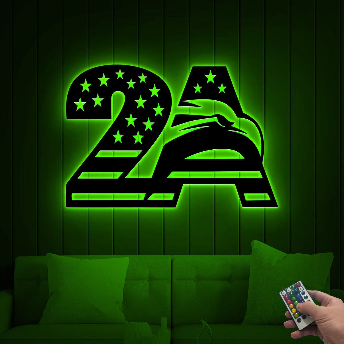 2nd Amendment Metal Sign, American Eagle LED USA Flag Wall Art