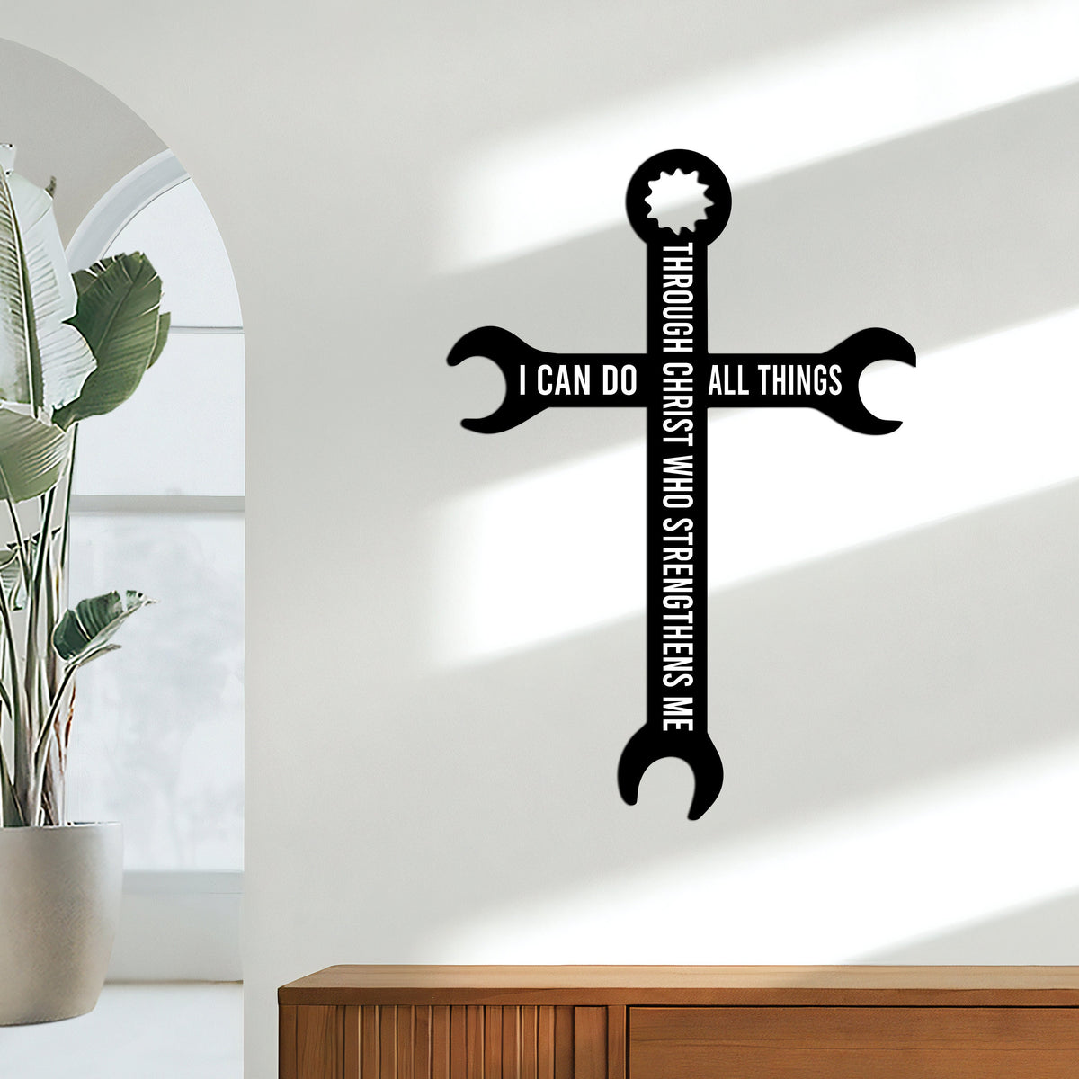 Christian Metal Cross Sign with LED Lights, Religious Home Decor