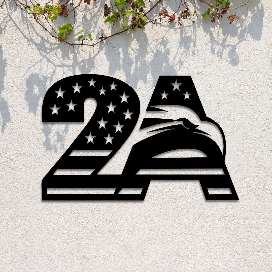 2nd Amendment Metal Sign, American Eagle LED USA Flag Wall Art