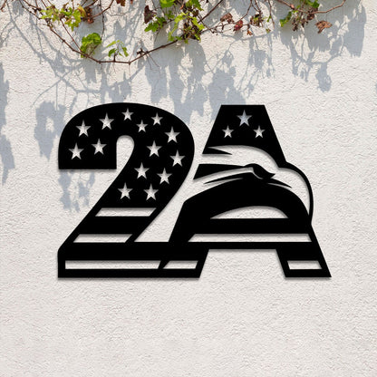 2nd Amendment Metal Sign, American Eagle LED USA Flag Wall Art
