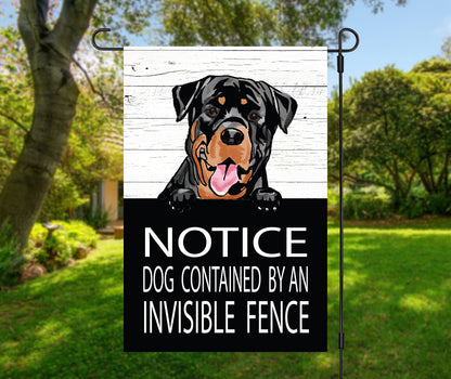 Rottweiler Invisible Fence Yard Flag, Dog Garden Decor (12x18)