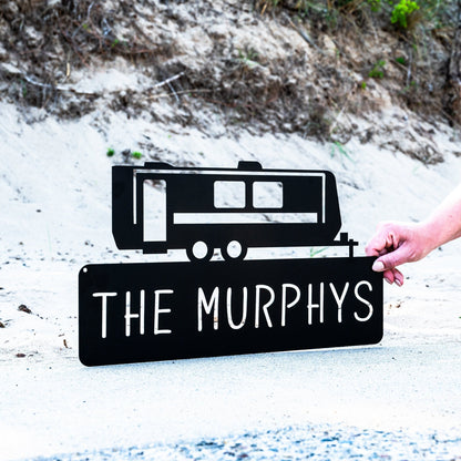 Metal Travel Trailer RV Camper Plaque Sign | Metal Camper Decor | Camping Gift | Campsite Sign | Custom Family Name Camp Sign | Camper Decor