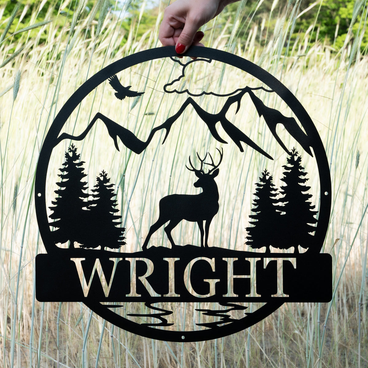 Custom Deer Outdoor Cabin Sign | Mountain Decor | Hunting Gift for Men | Outdoor for Men | Custom Deer Name Sign | Deer Buck Hunter Dad Gift