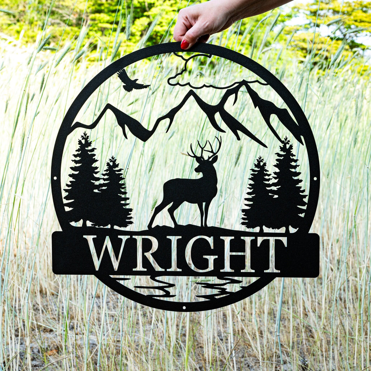 Custom Deer Outdoor Cabin Sign | Mountain Decor | Hunting Gift for Men | Outdoor for Men | Custom Deer Name Sign | Deer Buck Hunter Dad Gift