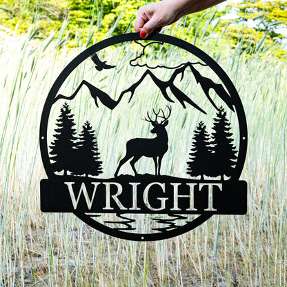 Custom Deer Outdoor Cabin Sign | Mountain Decor | Hunting Gift for Men | Outdoor for Men | Custom Deer Name Sign | Deer Buck Hunter Dad Gift