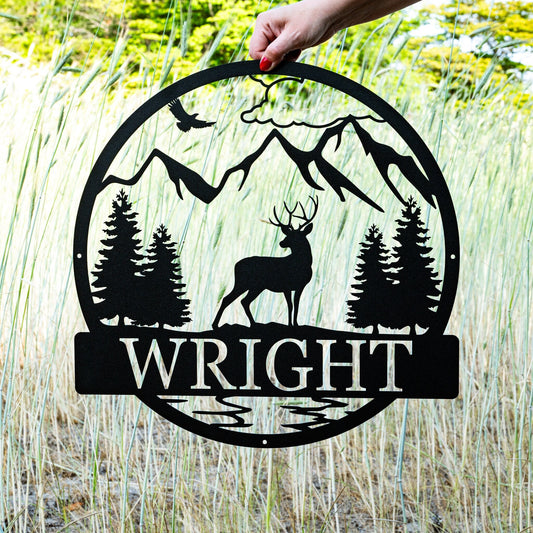 Custom Deer Outdoor Cabin Sign | Mountain Decor | Hunting Gift for Men | Outdoor for Men | Custom Deer Name Sign | Deer Buck Hunter Dad Gift