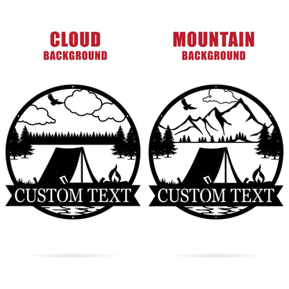 Personalized Outdoor Tent Camping Sign | Camping Lover Gift | Campground Decor | Campers Sign | Custom Camping Name Wall Art | Cabin Decor