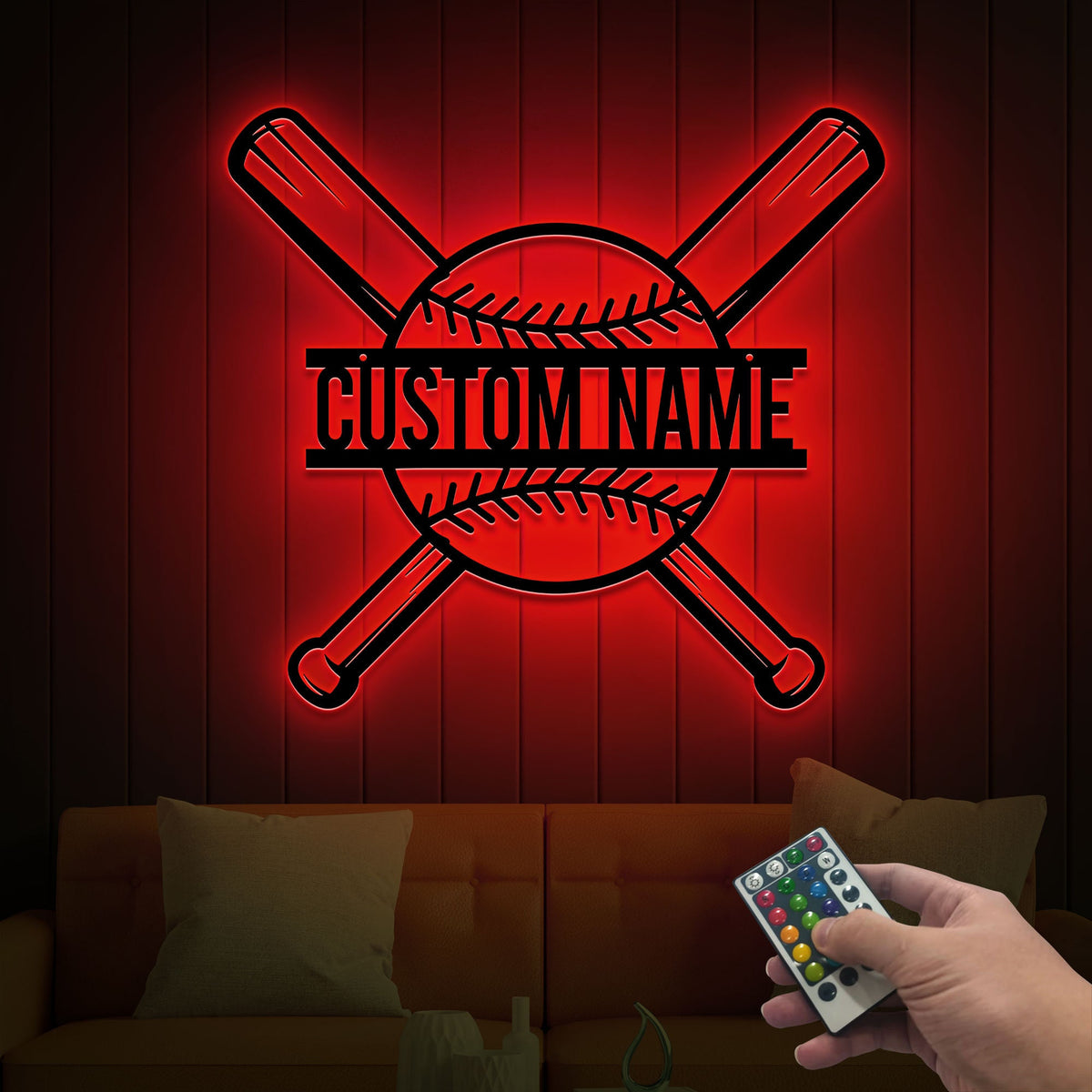 Custom Baseball Bat Metal Sign with LED Lights, Baseball Name Sign, Baseball Lover, Sport Room Decor, Kids Nursery Room Decor, Gift for Him