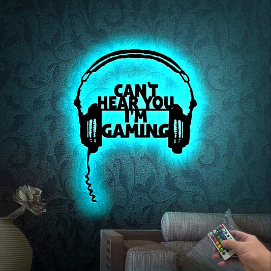 Gaming Metal Sign with LED Lights, Gamer Room Decor