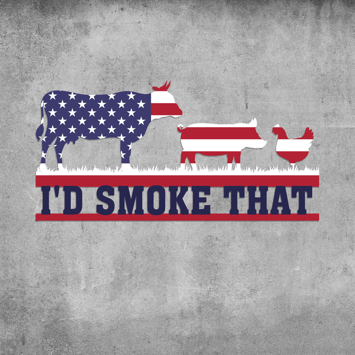 I'd Smoke That BBQ Metal Sign with LED, USA Flag Backyard Decor