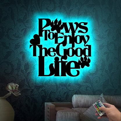 LED Dog Paw Print Metal Sign, Pet Home Decor