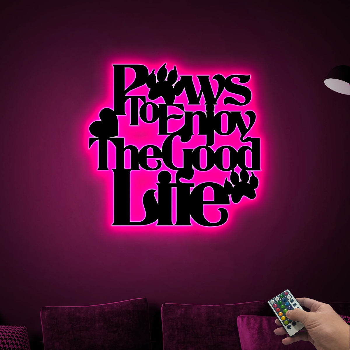 LED Dog Paw Print Metal Sign, Pet Home Decor
